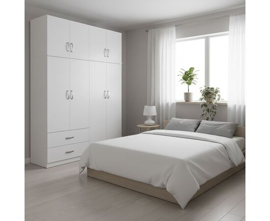 Ντουλάπα τετράφυλλη με πατάρι Lego pakoworld λευκή 160x42x240εκ - ΝΤΟΥΛΑΠΕΣ στο Milonadakis.gr