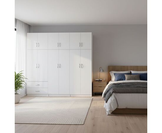 Ντουλάπα εξάφυλλη με πατάρι Lego I pakoworld λευκή 240x42x240εκ - ΝΤΟΥΛΑΠΕΣ στο Milonadakis.gr