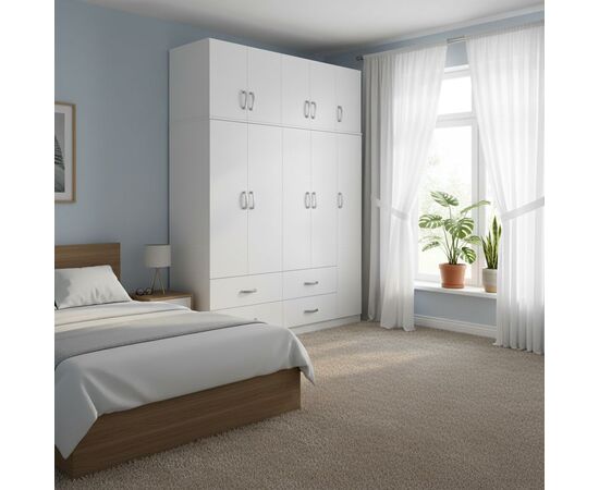 Ντουλάπα πεντάφυλλη με πατάρι Lego pakoworld λευκή 170x42x240εκ - ΝΤΟΥΛΑΠΕΣ στο Milonadakis.gr