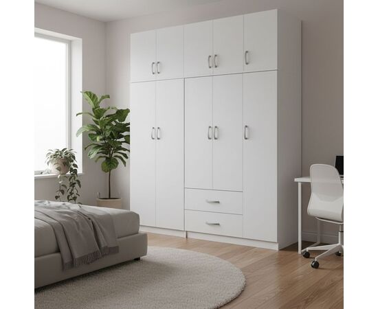 Ντουλάπα πεντάφυλλη με πατάρι Lego I pakoworld λευκή 170x42x240εκ - ΝΤΟΥΛΑΠΕΣ στο Milonadakis.gr