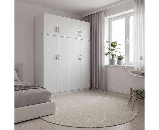 Ντουλάπα τετράφυλλη με πατάρι Lego Ι pakoworld λευκή 160x42x240εκ - ΝΤΟΥΛΑΠΕΣ στο Milonadakis.gr