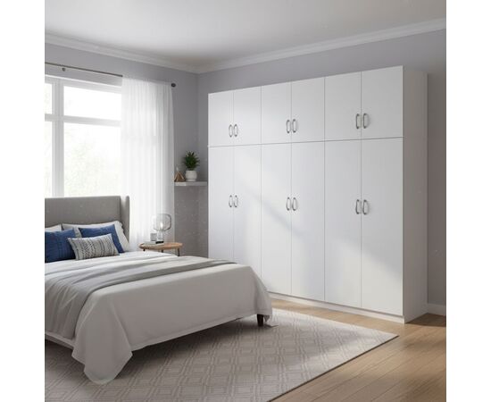 Ντουλάπα εξάφυλλη με πατάρι Lego ΙΙ pakoworld λευκή 240x42x240εκ - ΝΤΟΥΛΑΠΕΣ στο Milonadakis.gr