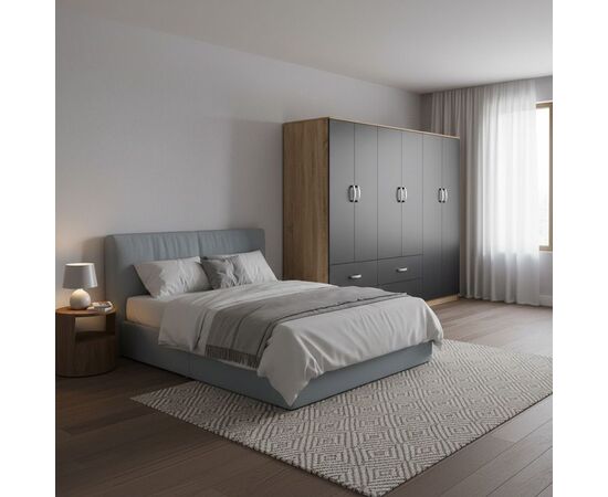 Ντουλάπα εξάφυλλη Lego pakoworld sonoma-ανθρακί 240x42x180εκ - ΝΤΟΥΛΑΠΕΣ στο Milonadakis.gr