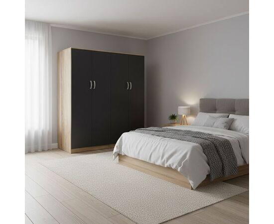 Ντουλάπα τετράφυλλη Lego Ι pakoworld sonoma-ανθρακί 160x42x180εκ - ΝΤΟΥΛΑΠΕΣ στο Milonadakis.gr