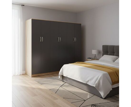 Ντουλάπα εξάφυλλη Lego ΙΙ pakoworld sonoma-ανθρακί 240x42x180εκ - ΝΤΟΥΛΑΠΕΣ στο Milonadakis.gr