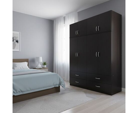 Ντουλάπα τετράφυλλη με συρτάρια και πατάρι Lego pakoworld wenge 160x42x240εκ - ΝΤΟΥΛΑΠΕΣ στο Milonadakis.gr