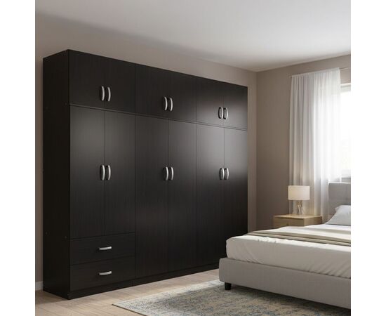 Ντουλάπα εξάφυλλη με πατάρι Lego I pakoworld wenge 240x42x240εκ - ΝΤΟΥΛΑΠΕΣ στο Milonadakis.gr