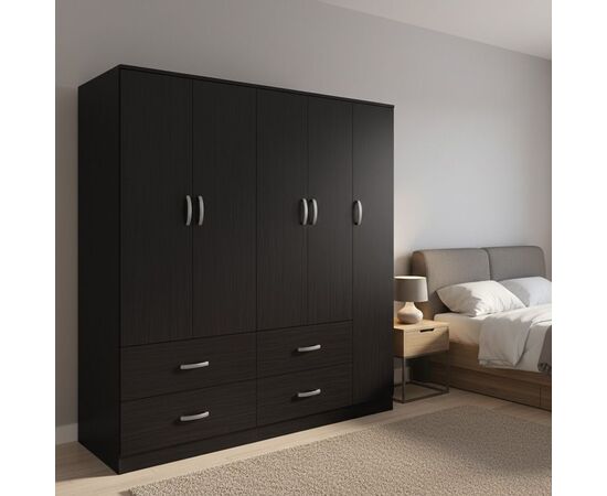 Ντουλάπα πεντάφυλλη με πατάρι Lego pakoworld wenge 170x42x240εκ - ΝΤΟΥΛΑΠΕΣ στο Milonadakis.gr