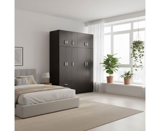 Ντουλάπα πεντάφυλλη με πατάρι Lego I pakoworld wenge 170x42x240εκ - ΝΤΟΥΛΑΠΕΣ στο Milonadakis.gr