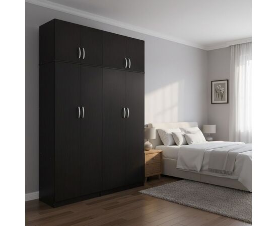 Ντουλάπα τετράφυλλη με πατάρι Lego Ι pakoworld wenge 160x42x240εκ - ΝΤΟΥΛΑΠΕΣ στο Milonadakis.gr