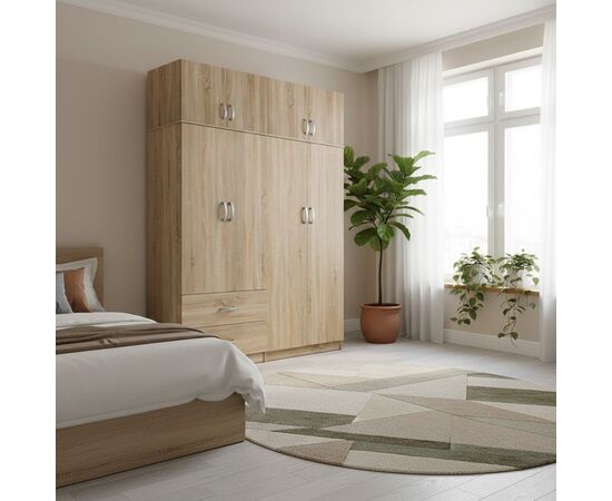 Ντουλάπα τετράφυλλη με πατάρι Lego pakoworld sonoma 160x42x240εκ - ΝΤΟΥΛΑΠΕΣ στο Milonadakis.gr