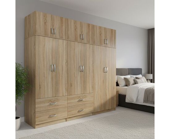 Ντουλάπα εξάφυλλη με πατάρι Lego pakoworld sonoma 240x42x240εκ - ΝΤΟΥΛΑΠΕΣ στο Milonadakis.gr