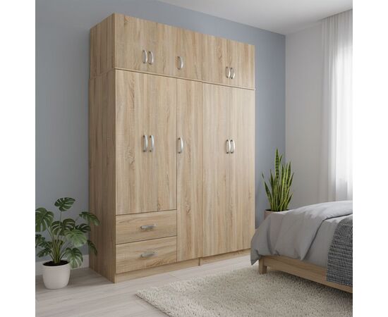 Ντουλάπα πεντάφυλλη με πατάρι Lego I pakoworld sonoma 170x42x240εκ - ΝΤΟΥΛΑΠΕΣ στο Milonadakis.gr