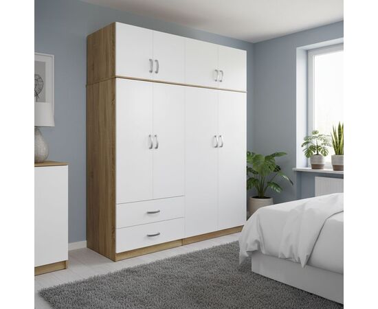 Ντουλάπα τετράφυλλη με πατάρι Lego pakoworld sonoma-λευκή 160x42x240εκ - ΝΤΟΥΛΑΠΕΣ στο Milonadakis.gr