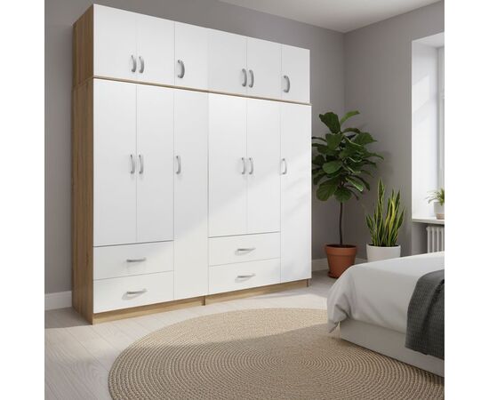 Ντουλάπα εξάφυλλη με πατάρι Lego pakoworld sonoma-λευκή 180x42x240εκ - ΝΤΟΥΛΑΠΕΣ στο Milonadakis.gr