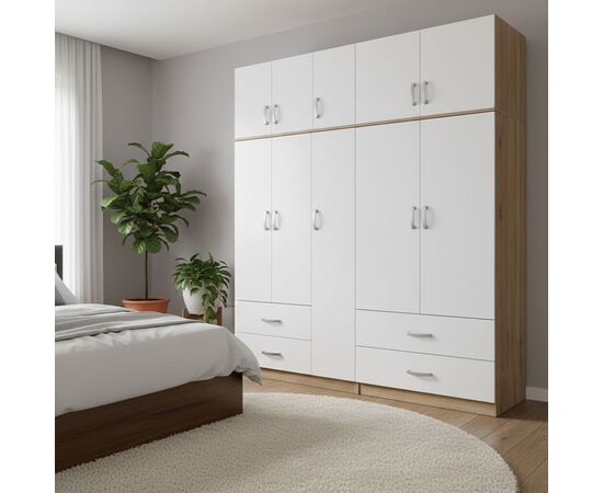 Ντουλάπα πεντάφυλλη με πατάρι Lego pakoworld sonoma-λευκή 170x42x240εκ - ΝΤΟΥΛΑΠΕΣ στο Milonadakis.gr