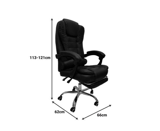 Καρέκλα γραφείου διευθυντή με υποπόδιο Worko pakoworld pu σε μαύρη απόχρωση 66x62x113-121εκ - ΚΑΡΕΚΛΕΣ ΓΡΑΦΕΙΟΥ στο Milonadakis.gr