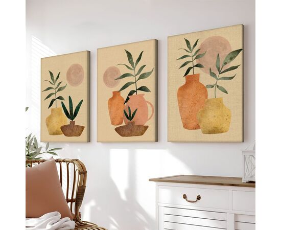 Πίνακας σε καμβά Gielo pakoworld τρίπτυχος με ψηφιακή εκτύπωση και πλαίσιο 40x2x60εκ - ΠΙΝΑΚΕΣ στο Milonadakis.gr