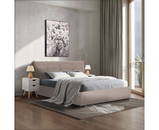 ΚΡΕΒΑΤΙ ΔΙΠΛΟ SANDRA HM732.03 ΜΠΕΖ ΥΦΑΣΜΑ & ΑΠΟΘΗΚΕΥΤΙΚΟΣ ΧΩΡΟΣ ΓΙΑ ΣΤΡΩΜΑ 160x200εκ - ΚΡΕΒΑΤΙΑ στο Milonadakis.gr