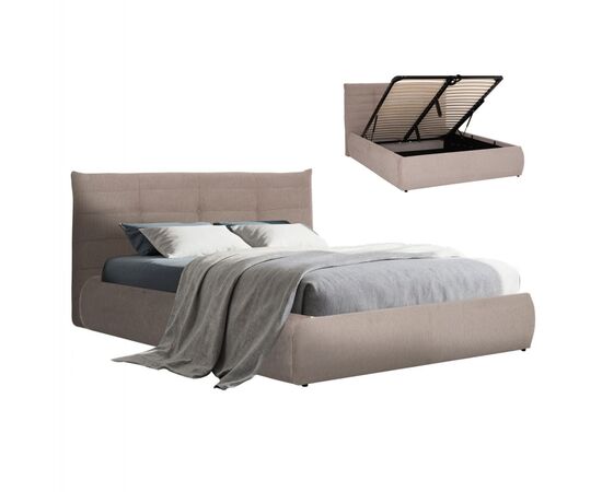 ΚΡΕΒΑΤΙ ΔΙΠΛΟ SANDRA HM732.03 ΜΠΕΖ ΥΦΑΣΜΑ & ΑΠΟΘΗΚΕΥΤΙΚΟΣ ΧΩΡΟΣ ΓΙΑ ΣΤΡΩΜΑ 160x200εκ - ΚΡΕΒΑΤΙΑ στο Milonadakis.gr