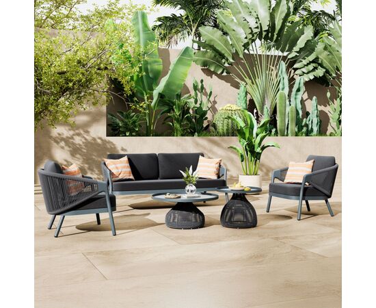 ΣΕΤ ΣΑΛΟΝΙ 5ΤΜΧ DRISCOLL ΗM6473.01 ΣΚΟΥΡΟ ΓΚΡΙ ΑΛΟΥΜΙΝΙΟ-ΣΧΟΙΝΙ-OLEFIN ΥΦΑΣΜΑ - ΣΕΤ ΣΑΛΟΝΙΑ στο Milonadakis.gr