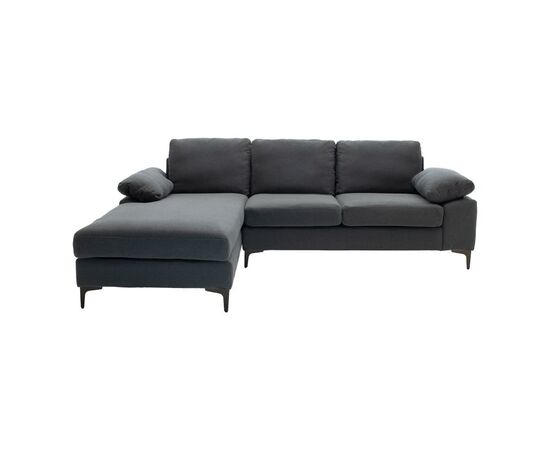 Γωνιακός καναπές Cohen pakoworld με δεξιά γωνία ύφασμα σε ανθρακί απόχρωση-πόδι μαύρο μέταλλο 240x159x83εκ - ΚΑΝΑΠΕΔΕΣ-ΣΑΛΟΝΙΑ στο Milonadakis.gr