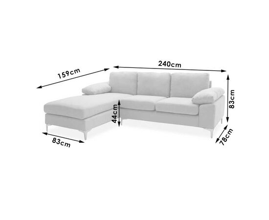 Γωνιακός καναπές Cohen pakoworld με δεξιά γωνία ύφασμα σε ανθρακί απόχρωση-πόδι μαύρο μέταλλο 240x159x83εκ - ΚΑΝΑΠΕΔΕΣ-ΣΑΛΟΝΙΑ στο Milonadakis.gr