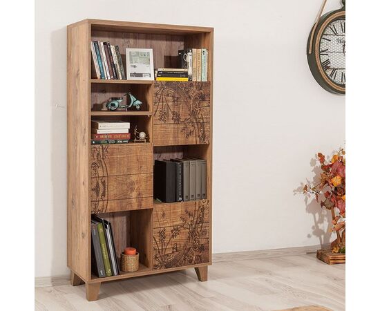 Βιβλιοθήκη PWF-0181-7 σε χρώμα πεύκου 80x36x155εκ - ΒΙΒΛΙΟΘΗΚΕΣ στο Milonadakis.gr