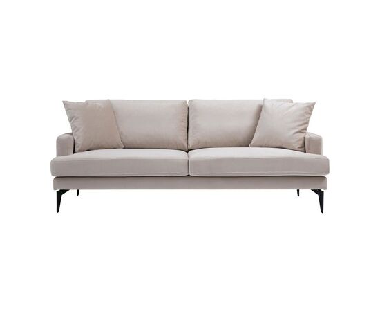 Καναπές 2θέσιος Fortune pakoworld βελούδο μπεζ-μαύρο 175x90x88εκ - ΚΑΝΑΠΕΔΕΣ-ΣΑΛΟΝΙΑ στο Milonadakis.gr