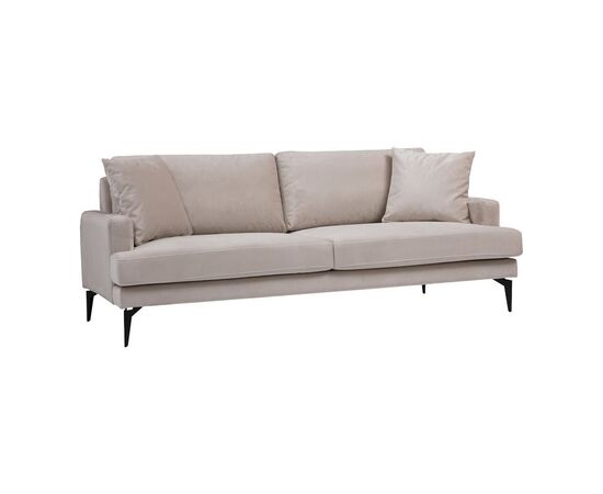 Καναπές 2θέσιος Fortune pakoworld βελούδο μπεζ-μαύρο 175x90x88εκ - ΚΑΝΑΠΕΔΕΣ-ΣΑΛΟΝΙΑ στο Milonadakis.gr