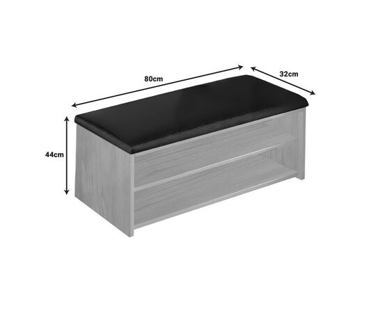 Παπουτσοθήκη-Σκαμπό Kiana pakoworld 6 ζεύγων με μαύρο μαξιλάρι σε φυσική απόχρωση 80x32x44εκ - ΕΠΙΠΛΑ ΕΙΣΟΔΟΥ στο Milonadakis.gr