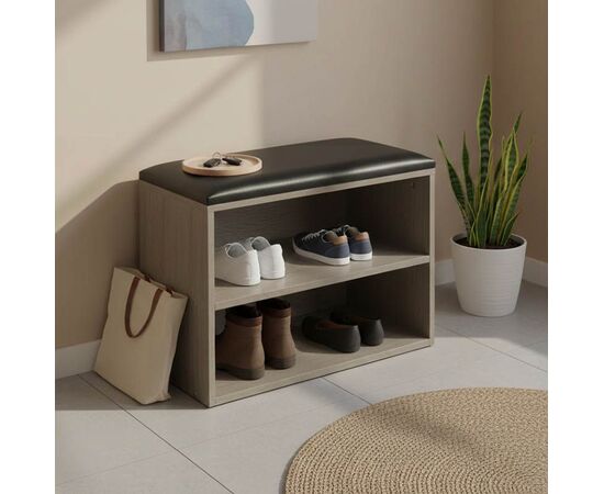 Παπουτσοθήκη-Σκαμπό Kiana pakoworld 4 ζεύγων με μαξιλάρι σε γκρι-oak απόχρωση 60x32x44εκ - ΕΠΙΠΛΑ ΕΙΣΟΔΟΥ στο Milonadakis.gr