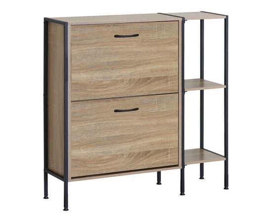 Παπουτσοθήκη Karleva pakoworld 12 θέσεων σε oak απόχρωση με μαύρο μέταλλο 88x24x87εκ - ΕΠΙΠΛΑ ΕΙΣΟΔΟΥ στο Milonadakis.gr