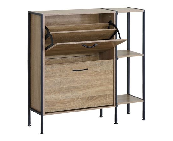 Παπουτσοθήκη Karleva pakoworld 12 θέσεων σε oak απόχρωση με μαύρο μέταλλο 88x24x87εκ - ΕΠΙΠΛΑ ΕΙΣΟΔΟΥ στο Milonadakis.gr