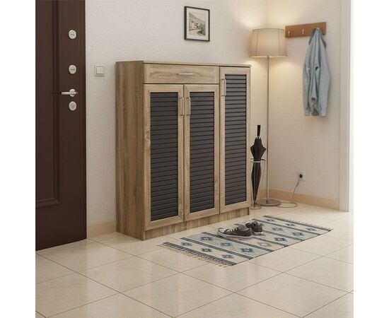 Παπουτσοθήκη-ντουλάπι Sante pakoworld 30 ζεύγων σε sonoma-ανθρακί απόχρωση 120x37x123εκ - ΕΠΙΠΛΑ ΕΙΣΟΔΟΥ στο Milonadakis.gr