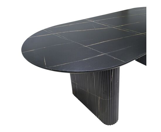 Τραπέζι Nembou pakoworld mdf σε απόχρωση μαύρου μαρμάρου 210x100x76εκ - ΤΡΑΠΕΖΙΑ ΚΟΥΖΙΝΑΣ στο Milonadakis.gr