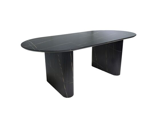 Τραπέζι Nembou pakoworld mdf σε απόχρωση μαύρου μαρμάρου 210x100x76εκ - ΤΡΑΠΕΖΙΑ ΚΟΥΖΙΝΑΣ στο Milonadakis.gr