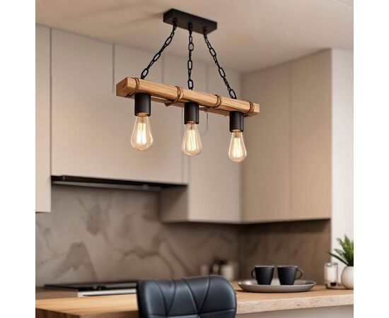 Φωτιστικό οροφής τρίφωτο PWL-1027 pakoworld Ε27 φυσικό-μαύρο 48.5x10x47εκ - ΦΩΤΙΣΤΙΚΑ ΟΡΟΦΗΣ στο Milonadakis.gr