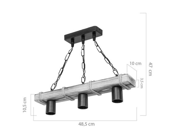 Φωτιστικό οροφής τρίφωτο PWL-1027 pakoworld Ε27 φυσικό-μαύρο 48.5x10x47εκ - ΦΩΤΙΣΤΙΚΑ ΟΡΟΦΗΣ στο Milonadakis.gr