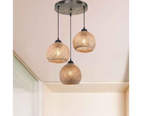 Φωτιστικό οροφής τρίφωτο PWL-1121 pakoworld Ε27 καφέ Φ40x75εκ - ΦΩΤΙΣΤΙΚΑ ΟΡΟΦΗΣ στο Milonadakis.gr