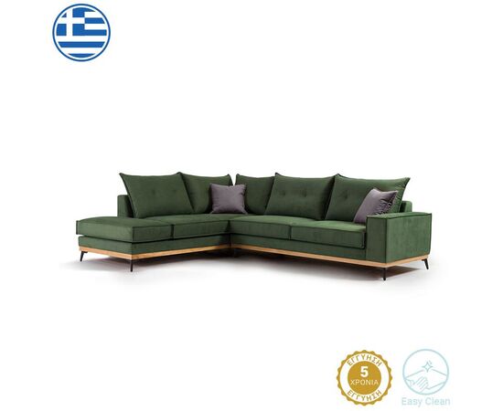 Γωνιακός καναπές δεξιά γωνία Luxury II pakoworld ύφασμα κυπαρισσί-ανθρακί 290x235x95εκ - ΚΑΝΑΠΕΔΕΣ-ΣΑΛΟΝΙΑ στο Milonadakis.gr