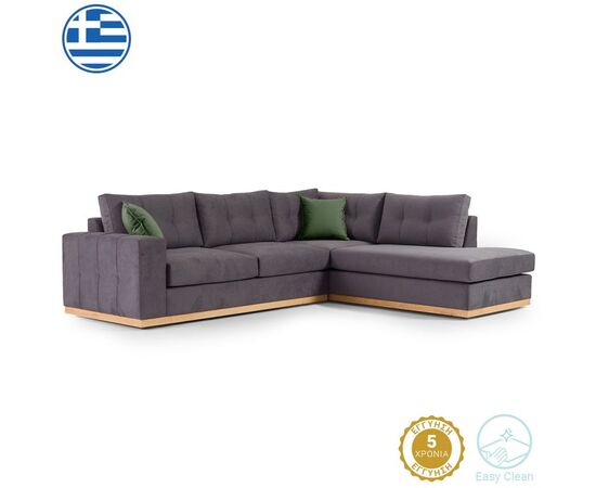 Γωνιακός καναπές αριστερή γωνία Boston pakoworld ύφασμα ανθρακί-κυπαρισσί 280x225x90εκ - ΚΑΝΑΠΕΔΕΣ-ΣΑΛΟΝΙΑ στο Milonadakis.gr
