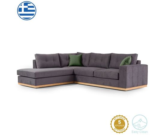 Γωνιακός καναπές δεξιά γωνία Boston pakoworld ύφασμα ανθρακί-κυπαρισσί 280x225x90εκ - ΚΑΝΑΠΕΔΕΣ-ΣΑΛΟΝΙΑ στο Milonadakis.gr