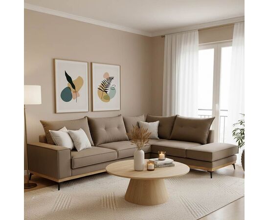 Γωνιακός καναπές αριστερή γωνία Luxury II pakoworld ύφασμα mocha-cream 290x235x95εκ - ΚΑΝΑΠΕΔΕΣ-ΣΑΛΟΝΙΑ στο Milonadakis.gr