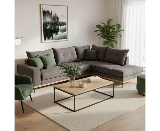 Γωνιακός καναπές αριστερή γωνία Luxury II pakoworld ύφασμα ανθρακί-κυπαρισσί 290x235x95εκ - ΚΑΝΑΠΕΔΕΣ-ΣΑΛΟΝΙΑ στο Milonadakis.gr