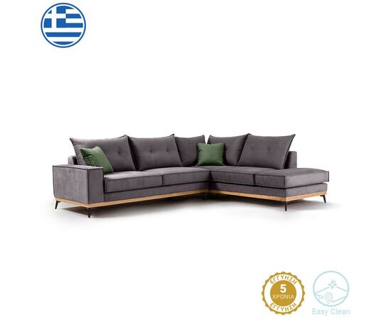 Γωνιακός καναπές αριστερή γωνία Luxury II pakoworld ύφασμα ανθρακί-κυπαρισσί 290x235x95εκ - ΚΑΝΑΠΕΔΕΣ-ΣΑΛΟΝΙΑ στο Milonadakis.gr