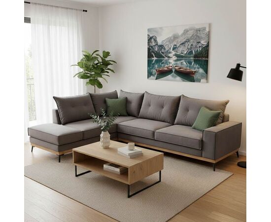 Γωνιακός καναπές δεξιά γωνία Luxury II pakoworld ύφασμα ανθρακί-κυπαρισσί 290x235x95εκ - ΚΑΝΑΠΕΔΕΣ-ΣΑΛΟΝΙΑ στο Milonadakis.gr