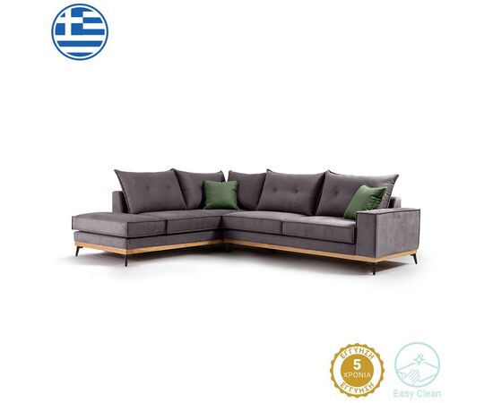 Γωνιακός καναπές δεξιά γωνία Luxury II pakoworld ύφασμα ανθρακί-κυπαρισσί 290x235x95εκ - ΚΑΝΑΠΕΔΕΣ-ΣΑΛΟΝΙΑ στο Milonadakis.gr