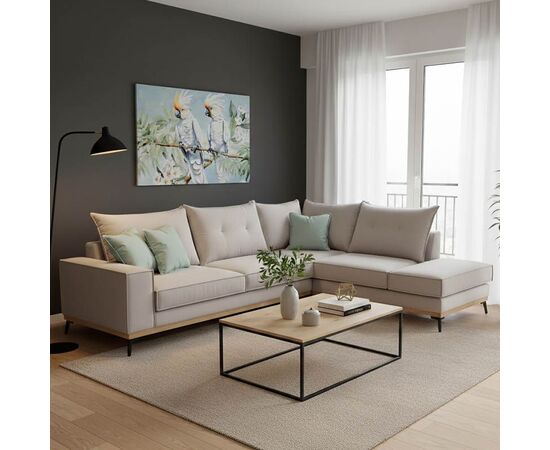 Γωνιακός καναπές αριστερή γωνία Luxury II pakoworld ύφασμα elephant-ciel 290x235x95εκ - ΚΑΝΑΠΕΔΕΣ-ΣΑΛΟΝΙΑ στο Milonadakis.gr