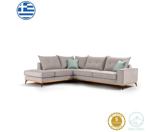 Γωνιακός καναπές δεξιά γωνία Luxury II pakoworld ύφασμα elephant-ciel 290x235x95εκ - ΚΑΝΑΠΕΔΕΣ-ΣΑΛΟΝΙΑ στο Milonadakis.gr